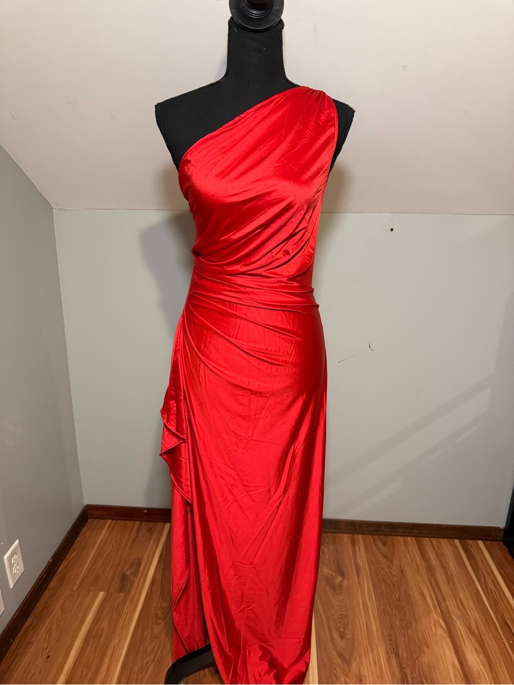 OYS One-Shoulder Wedding Guest/Formal Satin Gown